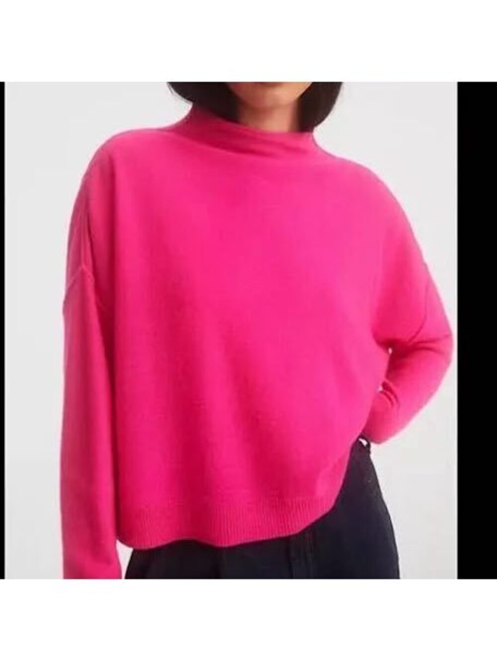Maeve Anthropologie Shea Cashmere Hot Pink Sweater XS Mock Neck